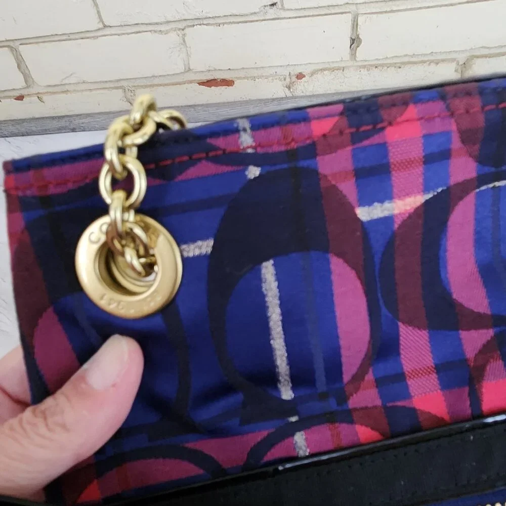 New Rare Coach Poppy Tartan Signature C's Plaid Shoulder Bag